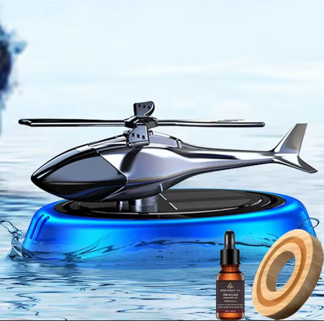 Solar Powered Rotation Helicopter Solar Aromatherpay Car Air Freshener Alloy+ABS Wooden Fragrance Auto