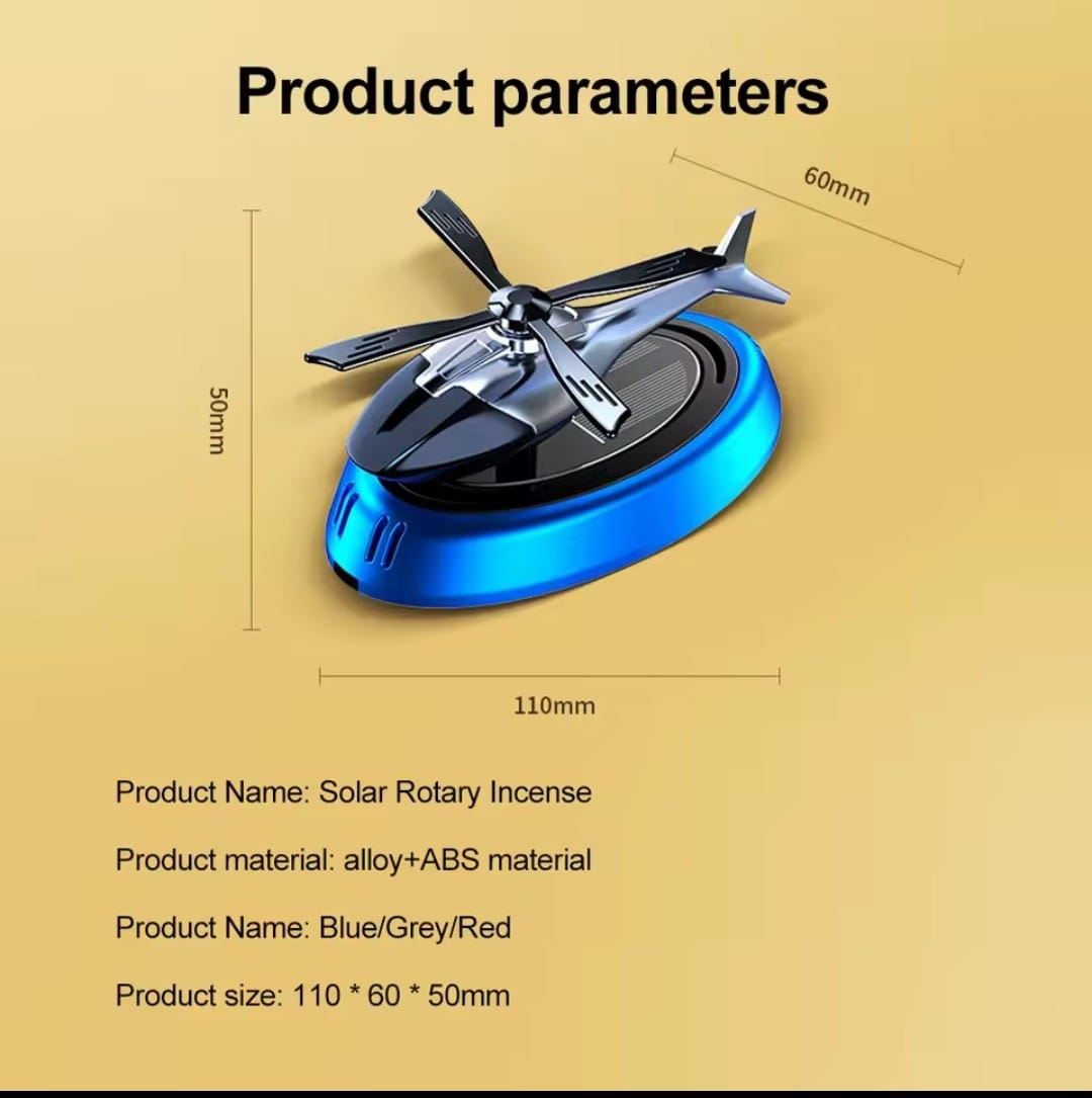 Solar Powered Rotation Helicopter Solar Aromatherpay Car Air Freshener Alloy+ABS Wooden Fragrance Auto