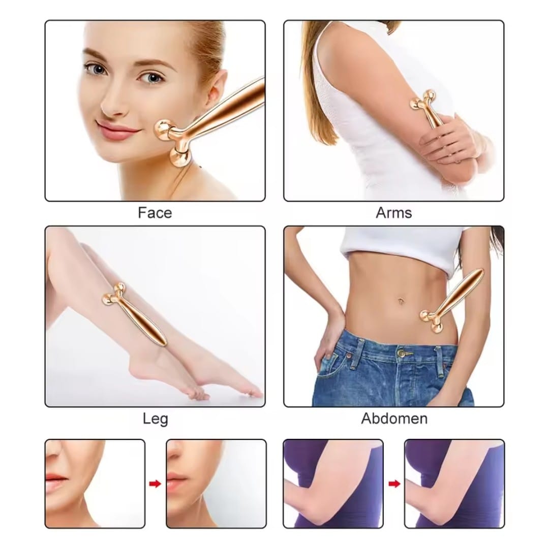 Y-Shape 3D Roller Face Neck Massager 360 Rotating Thin Body Massage Tool with Wrinkle Removal, Skin Lift, and Glow Features