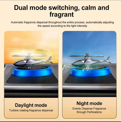 Solar Powered Rotation Helicopter Solar Aromatherpay  Car Air Freshener Alloy+ABS Wooden Fragrance Auto