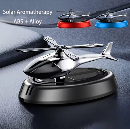 Solar Powered Rotation Helicopter Solar Aromatherpay  Car Air Freshener Alloy+ABS Wooden Fragrance Auto