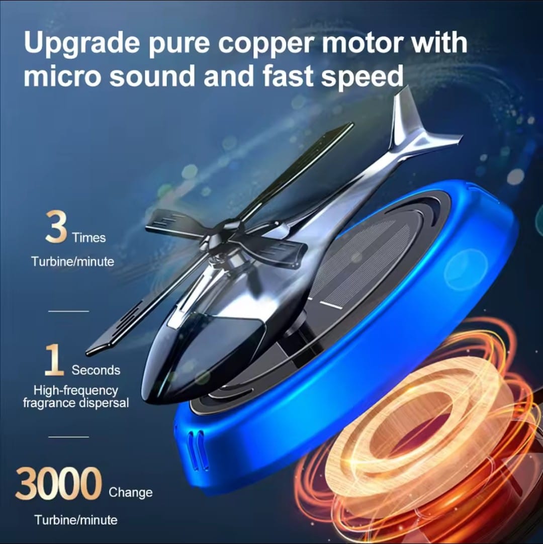 Solar Powered Rotation Helicopter Solar Aromatherpay  Car Air Freshener Alloy+ABS Wooden Fragrance Auto
