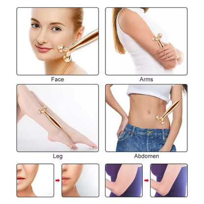 Y-Shape 3D Roller Face Neck Massager 360 Rotating Thin Body Massage Tool with Wrinkle Removal, Skin Lift, and Glow Features